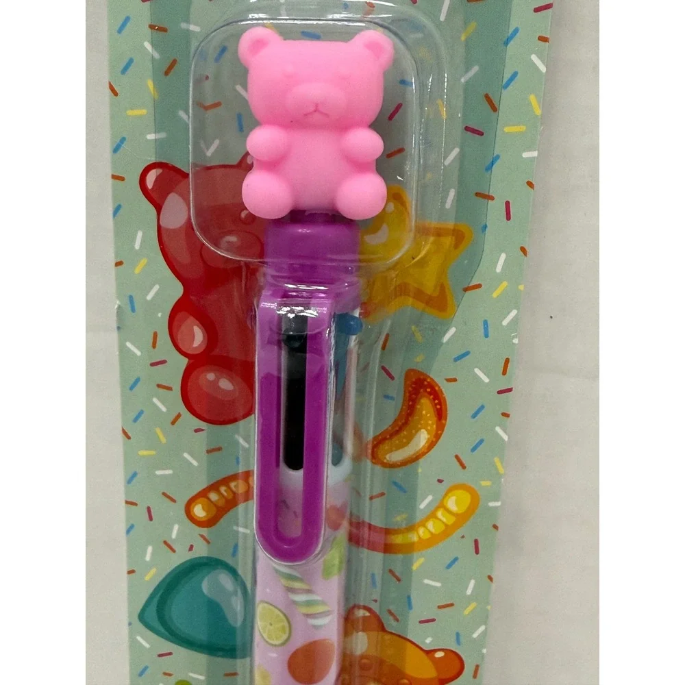 Gummy Bear 6 Color Multi Pen Retractable Ballpoint Candy Theme Pink Purple‎ NEW